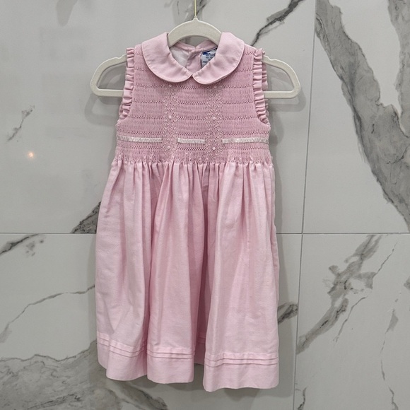 Carriage Boutique Other - CARRIAGE BOUTIQUES Pink Smocked Embroidered Sleeveless Collared Girls Pink Dress